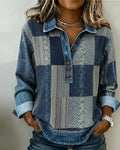 Long Sleeve Sweatshirt with Color Block Print