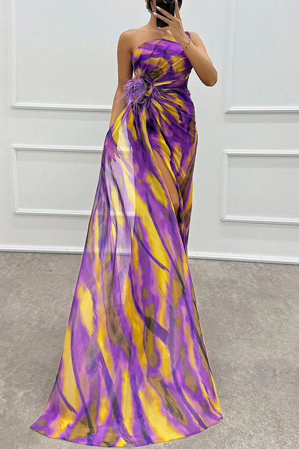 Audrey | Women’s One Shoulder Slit Maxi Dress