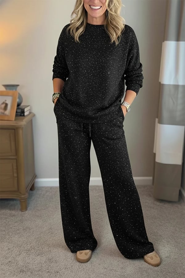 Viviana | Round Neck, Shiny, Solid Color, Comfortable Set