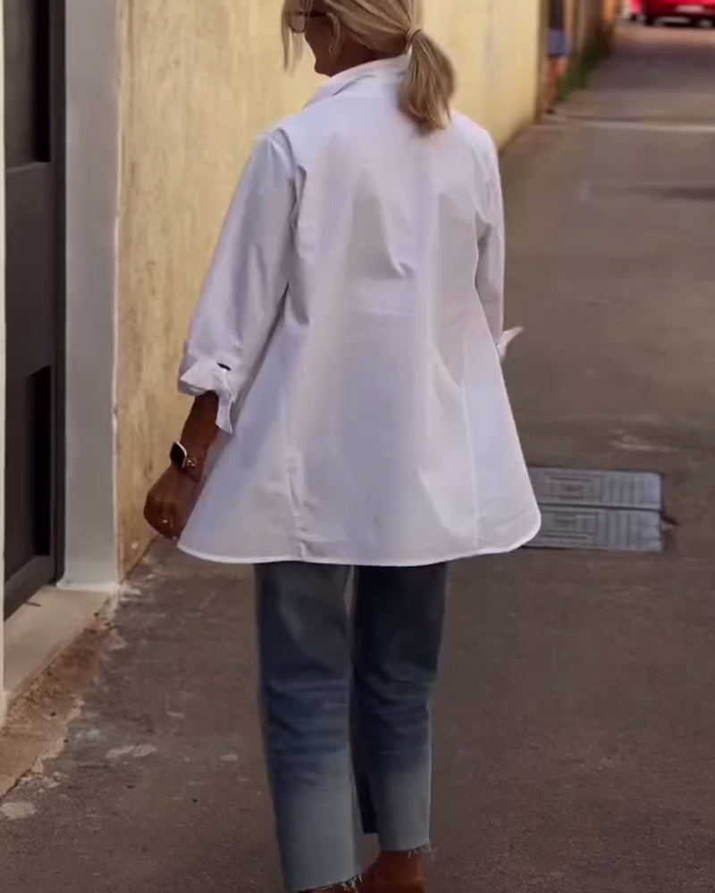 Casual Lapel Shirt, Long Sleeves