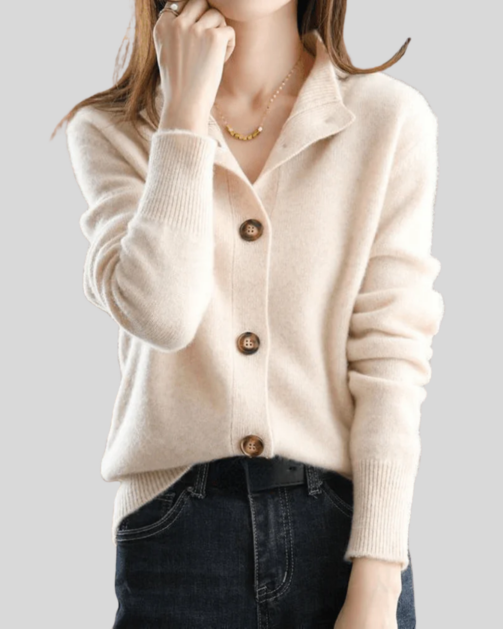 MIRELYSSA – RETRO-STYLE KNITTED GILET WITH ELEGANT DESIGN
