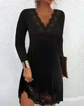 Slimming Dress with Long Sleeves and Crochet