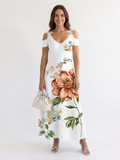 Camila | Vestido Maxi A-Line Floral sin Hombros