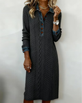 Denim Collar Dress Twisted Pattern and Patchwork