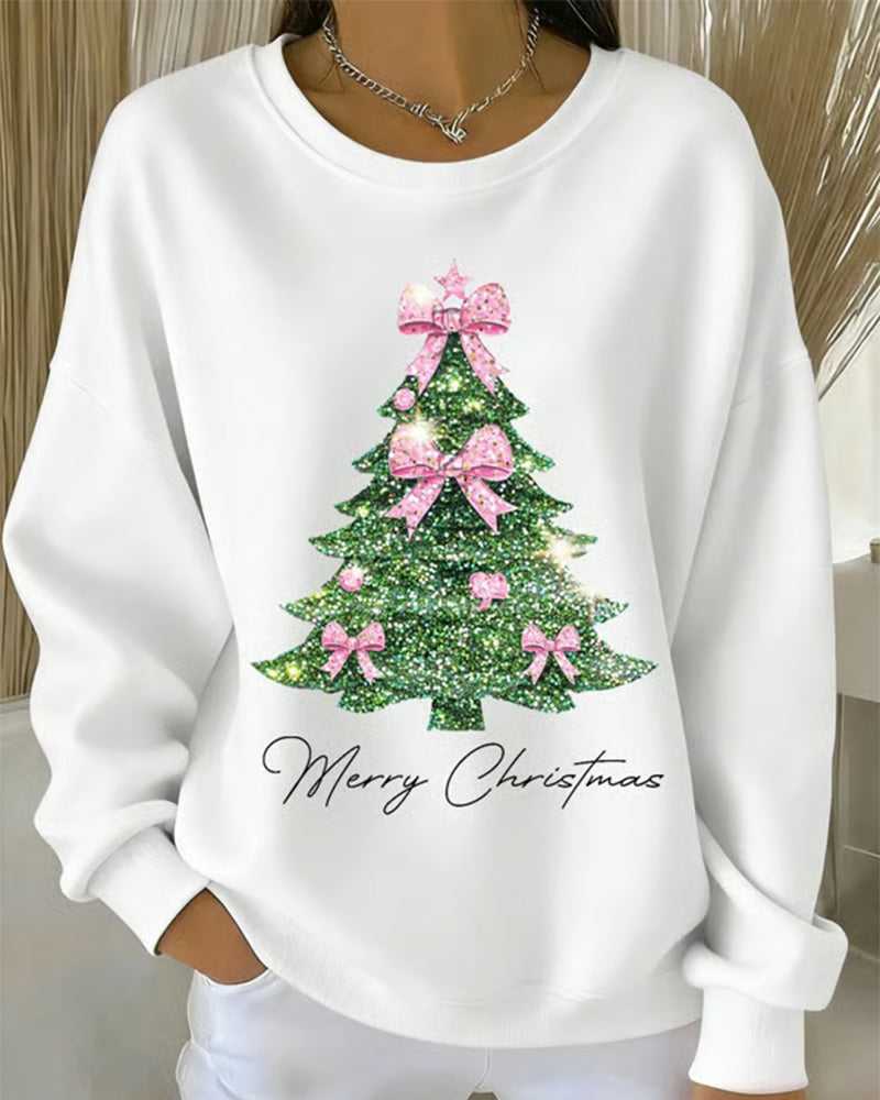 Christmas Printed Long Sleeve Crew Neck Sweatshirt