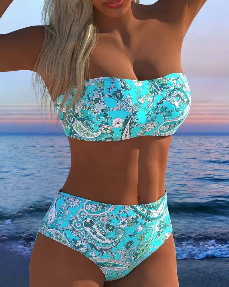 Bikini Cashew Nut Floral Print Bandeau