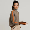 PEPPER – HERRINGBONE TURTLENECK STATEMENT SWEATER