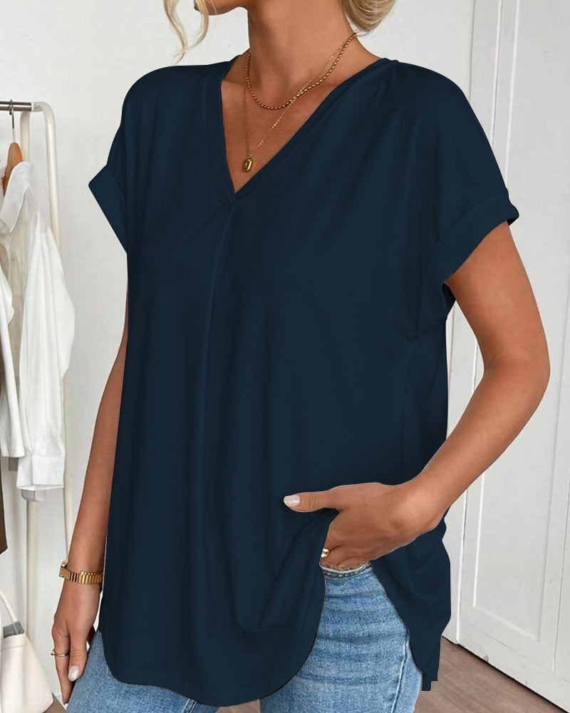 ESTRID - STYLISH SHORT SLEEVE PATCHWORK T-SHIRT