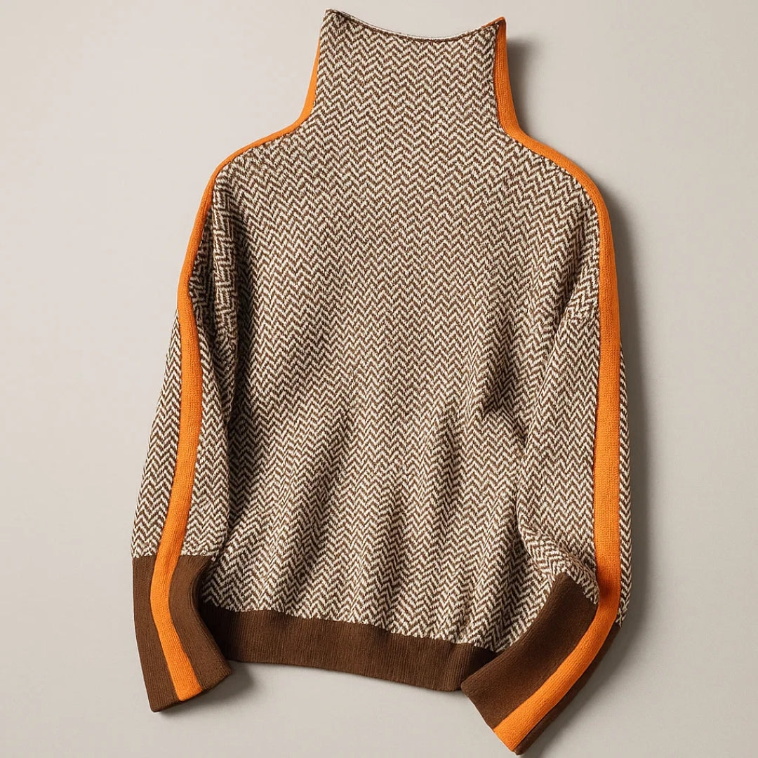 PEPPER – HERRINGBONE TURTLENECK STATEMENT SWEATER