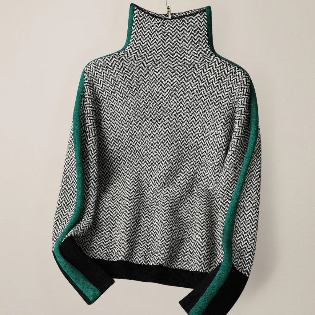 PEPPER – HERRINGBONE TURTLENECK STATEMENT SWEATER