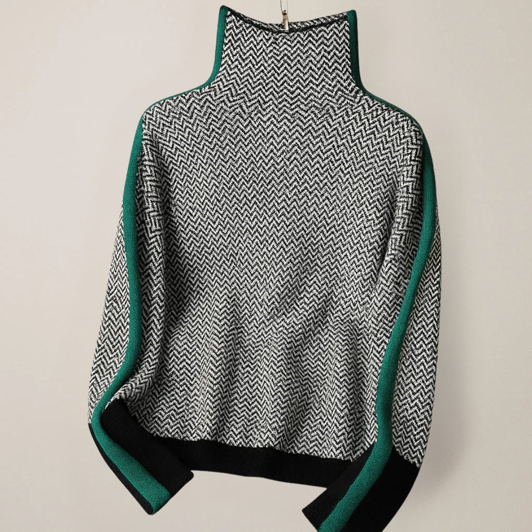 PEPPER – HERRINGBONE TURTLENECK STATEMENT SWEATER