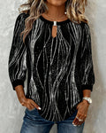 Trendy Linear Print Top with Neckline