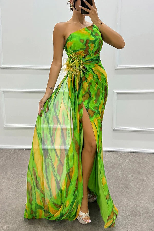 Audrey | Women’s One Shoulder Slit Maxi Dress