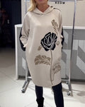 Color-Block Floral Print Hoodie Dress