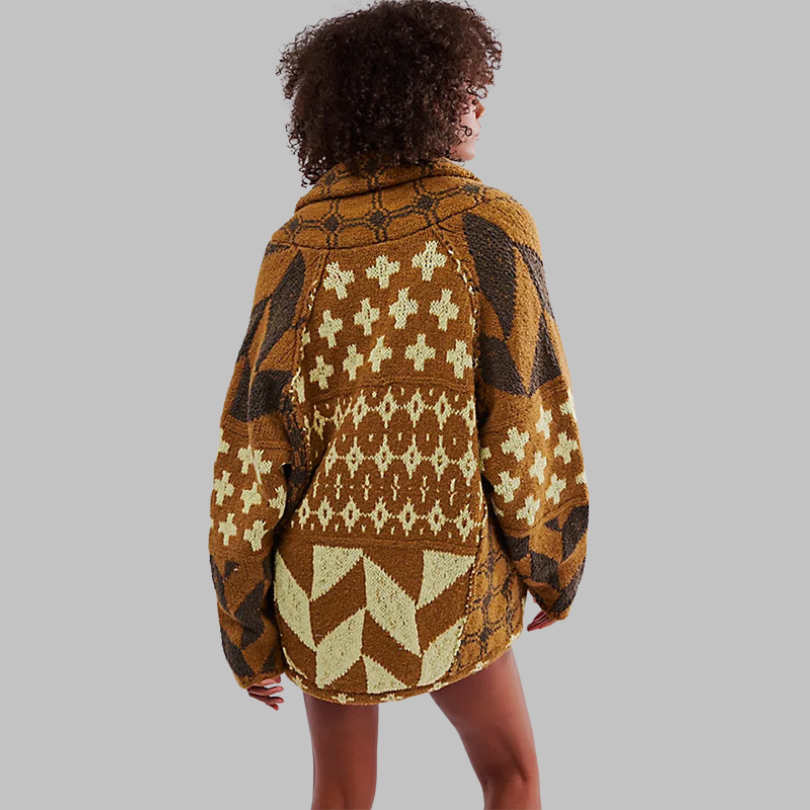 PORTIA – VINTAGE BUTTON-DOWN COLLAR LONG SLEEVE OVERSIZED CARDIGAN
