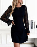 Lace Long Sleeve Round Neck Dress