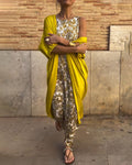 Elegant Two-Piece Costume with Vintage Print