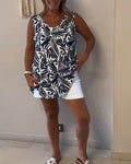 Loose Fit Printed Tank Tops