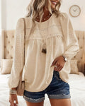 Lace Panel Blouse with Round Neck