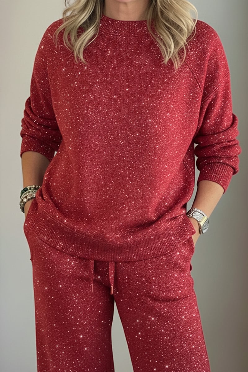 Viviana | Round Neck, Shiny, Solid Color, Comfortable Set