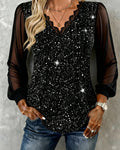 Trendy Long Sleeve Blouse with V-Neck