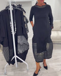 Trendy Solid Color Dress with Panels