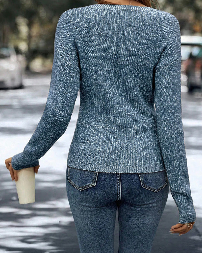 Elegant Ruched V-Neck Sweater