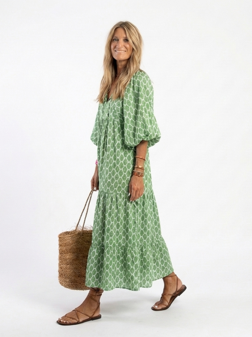 Apolline | Vestido midi con mangas tres cuartos y escote en V