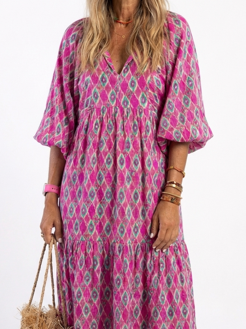 Apolline | Vestido midi con mangas tres cuartos y escote en V