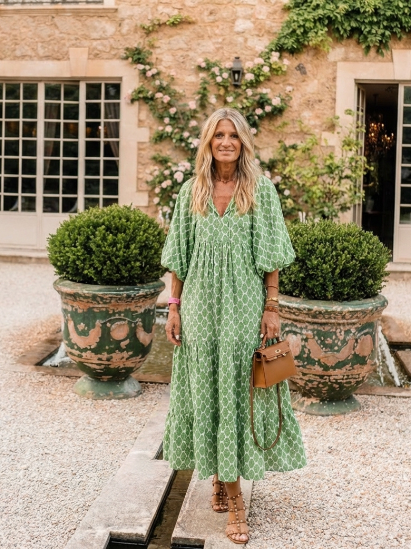 Apolline | Vestido midi con mangas tres cuartos y escote en V