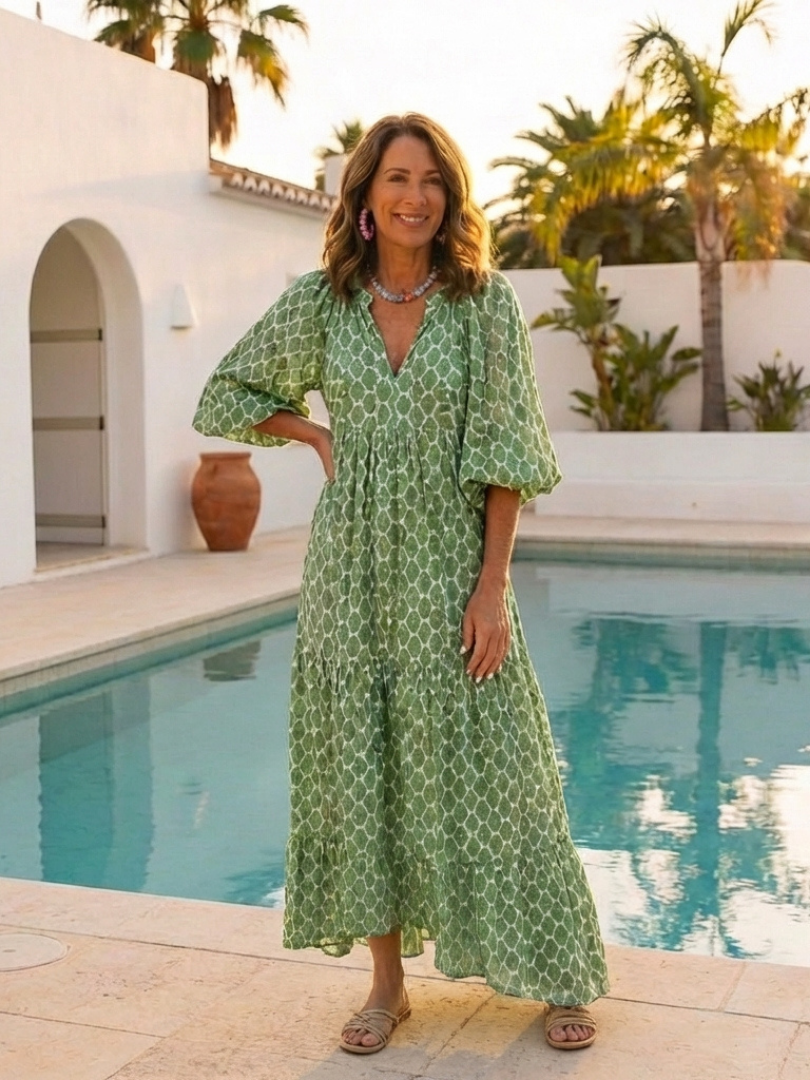 Apolline | Vestido midi con mangas tres cuartos y escote en V