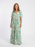 Zuleika | Vestido Midi Floral de Manga Corta y Cuello en V
