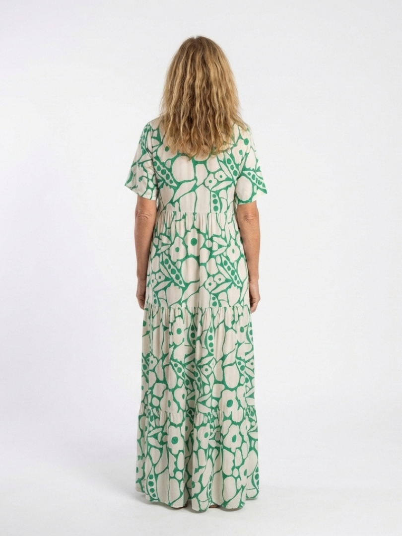 Zuleika | Vestido Midi Floral de Manga Corta y Cuello en V