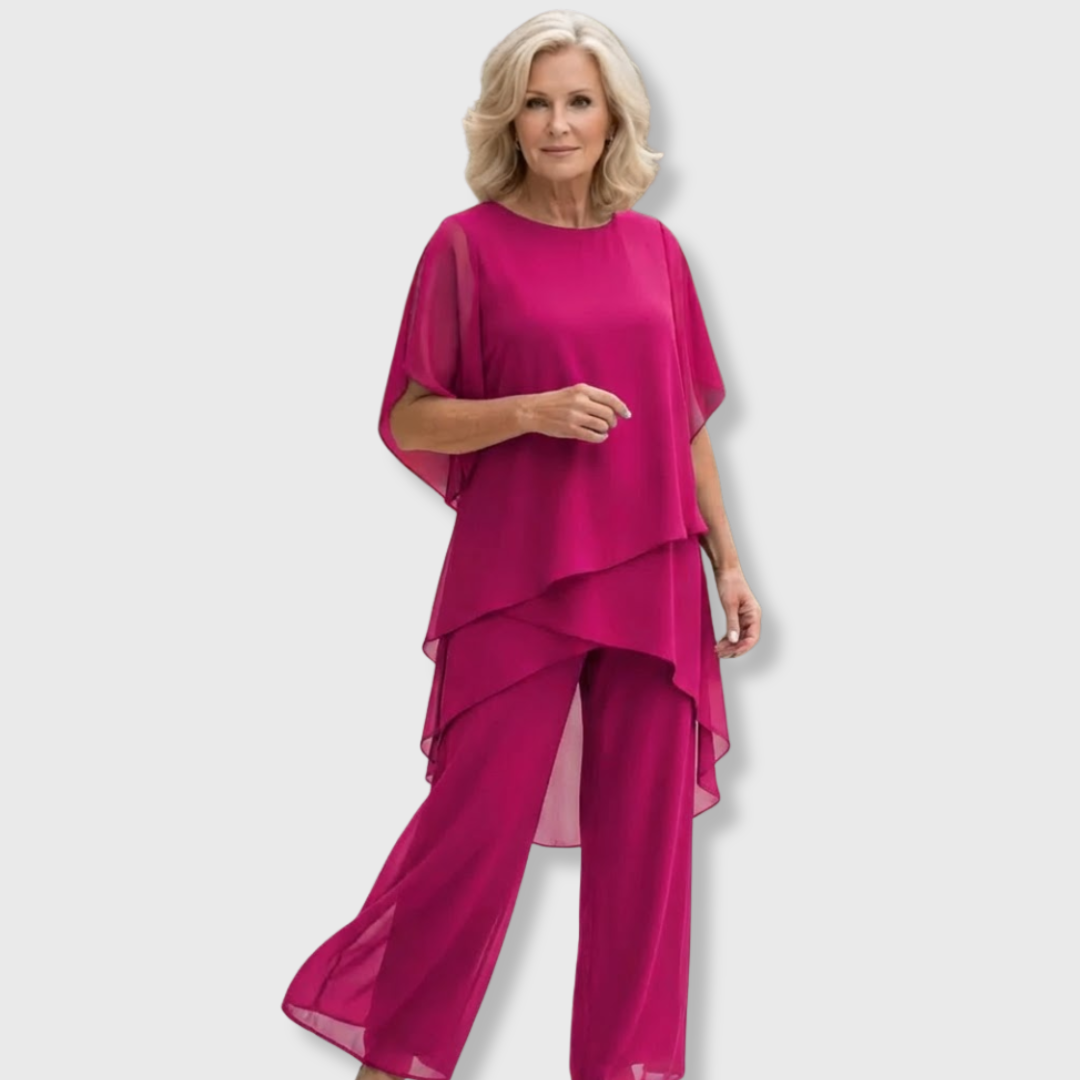 Suit with draped palazzo pant