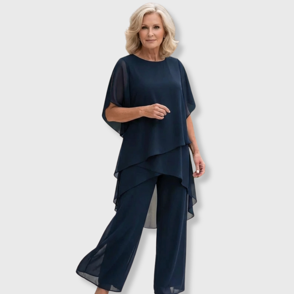 Suit with draped palazzo pant