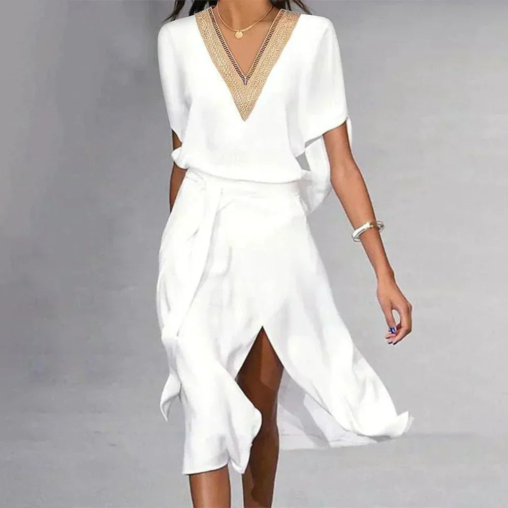 Olivia | Women’s Stylish V-Neck Wrap Midi Dress