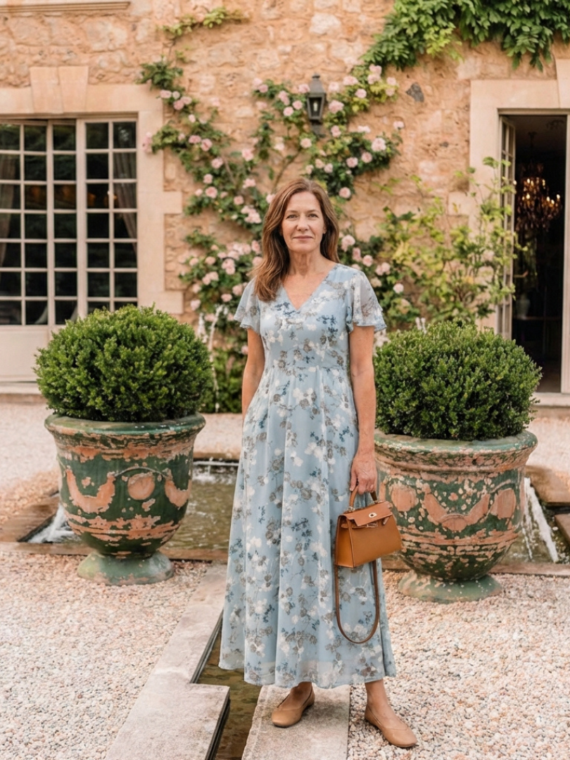 Ismeria | Vestido Maxi de Chiffon Floral