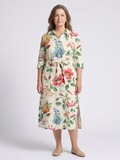 Maribel | Vestido Midi Floral de Media Manga con Botones