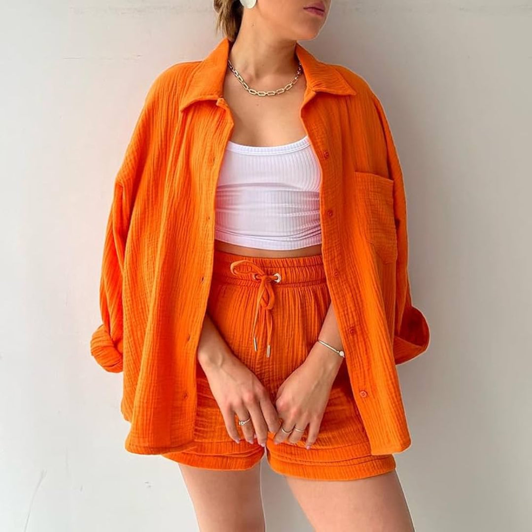 Adelie | Stylish Relaxed Fit Button-Up Set