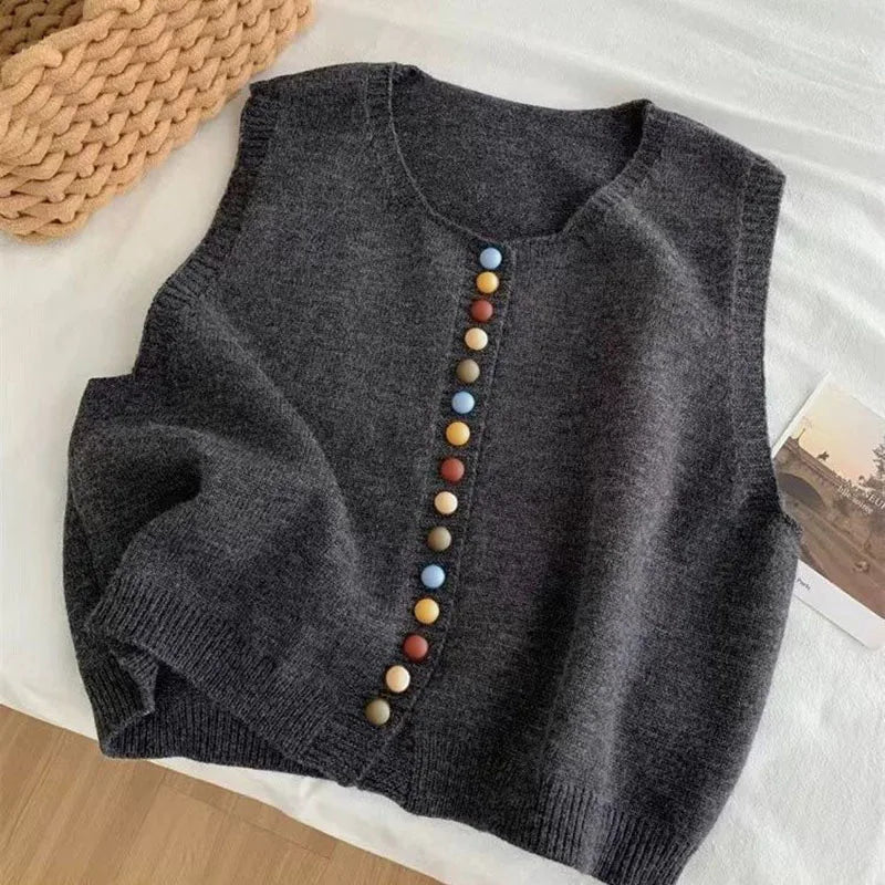 THE MARIBEL - COLOR-BUTTON KNIT VEST
