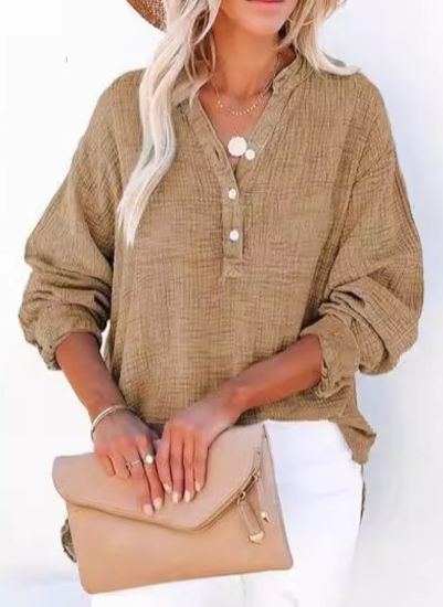 FENELLA – CHIC V-NECK SHIRT WITH TAILORED ELEGANCE