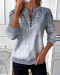 Sweatshirt with Zip Detail, Retro Print Design and Relaxed Vibe