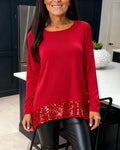 Top with Inserts Long Sleeves Round Neck