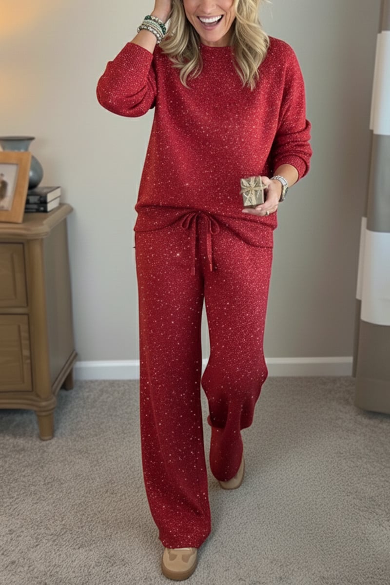 Viviana | Round Neck, Shiny, Solid Color, Comfortable Set