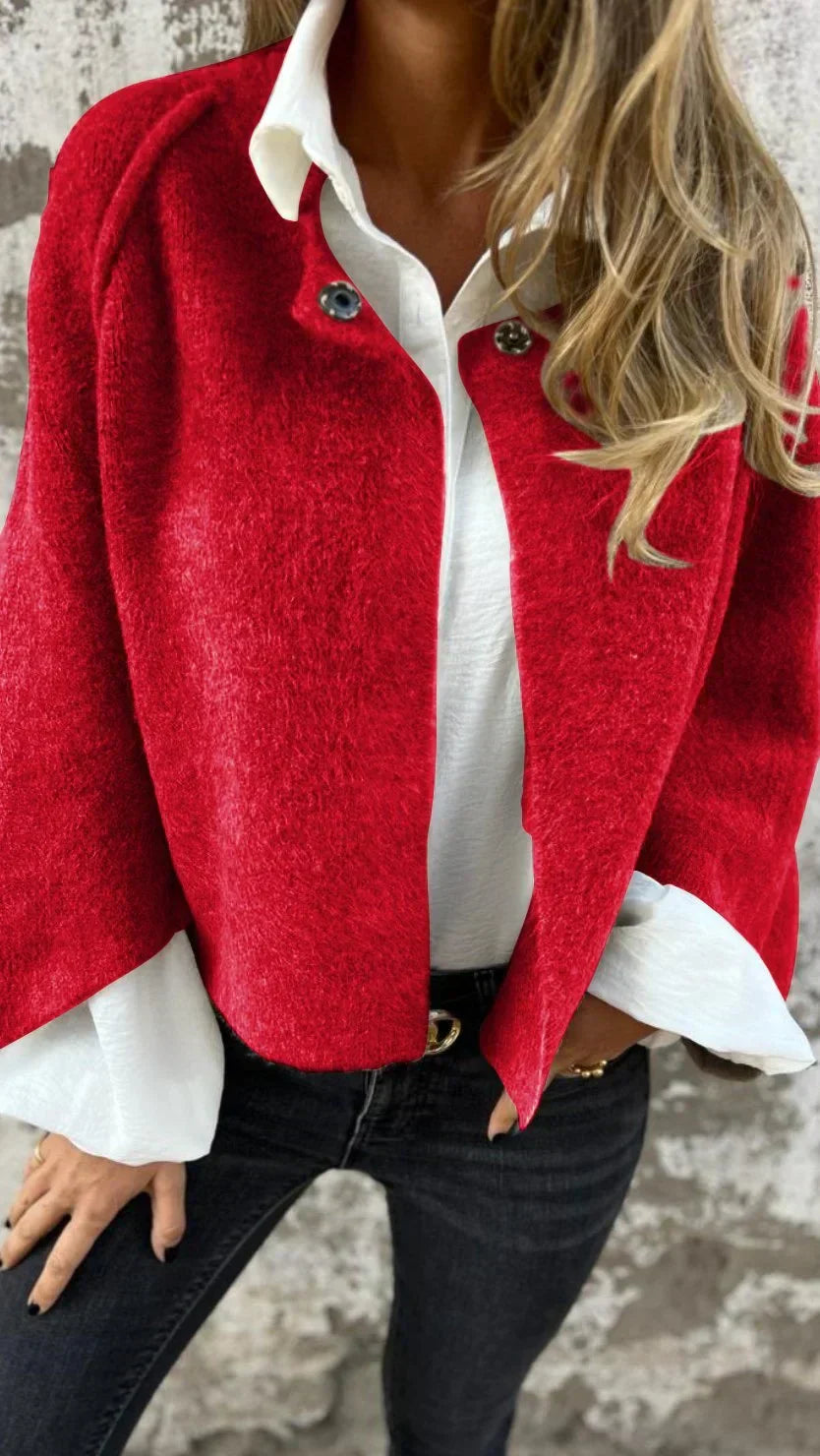 Celeste - Wool Coat with Round Neckline