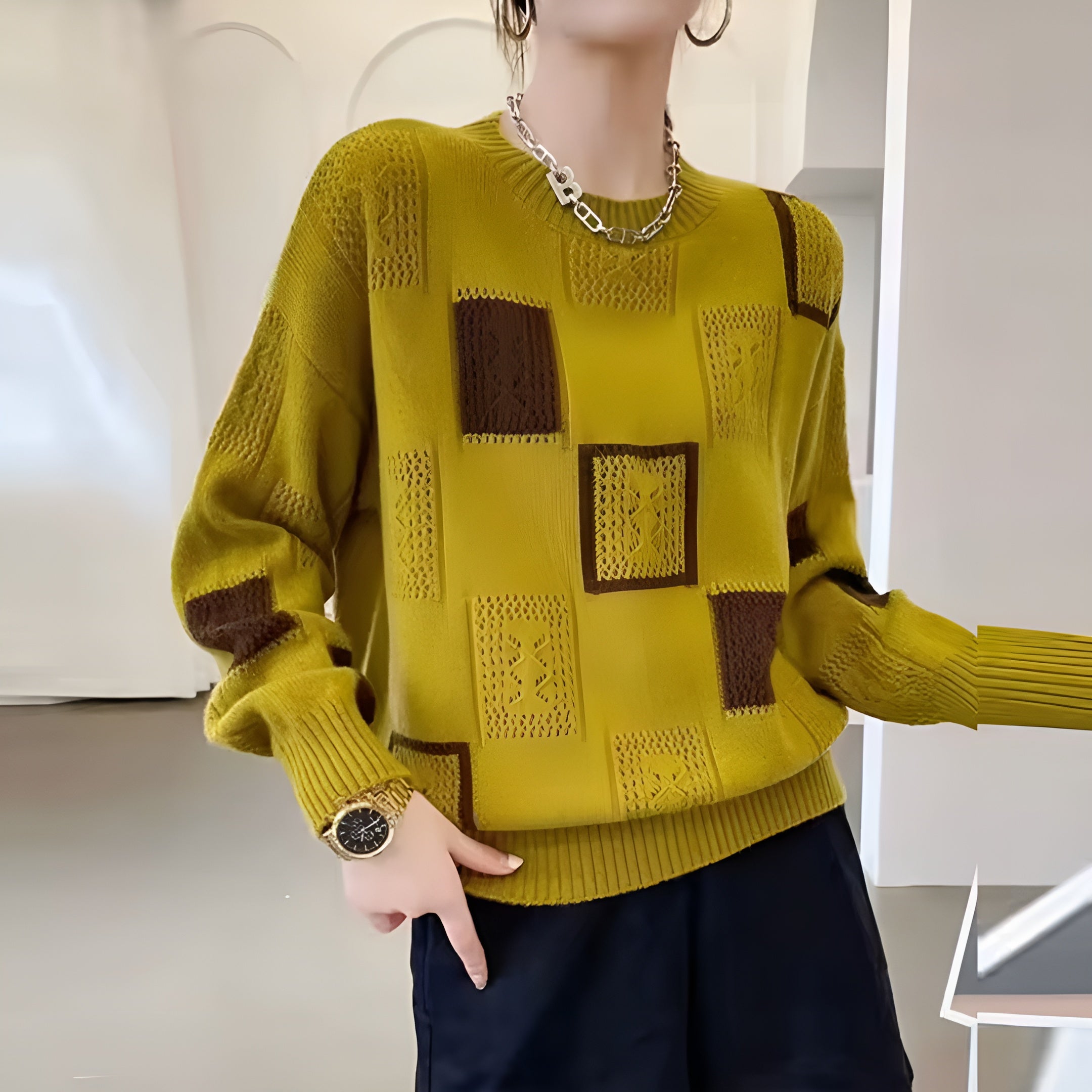 Samantha - Monochrome Patchwork Sweater