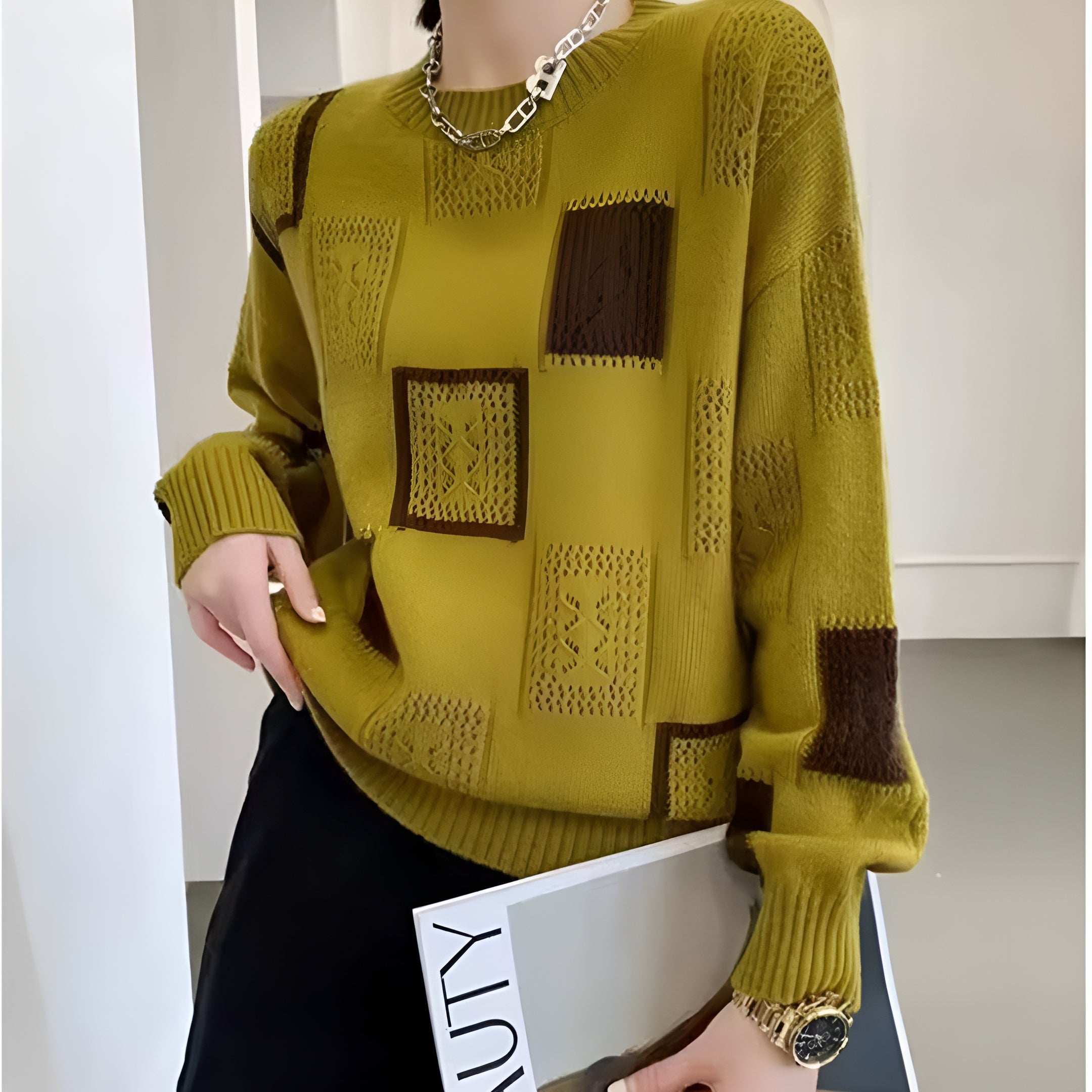 Samantha - Monochrome Patchwork Sweater