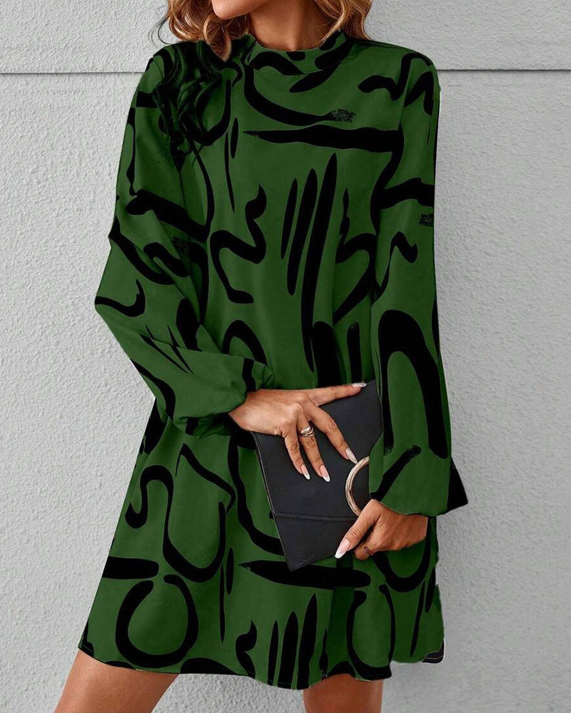 Trendy Geometric Print Contrast Dress
