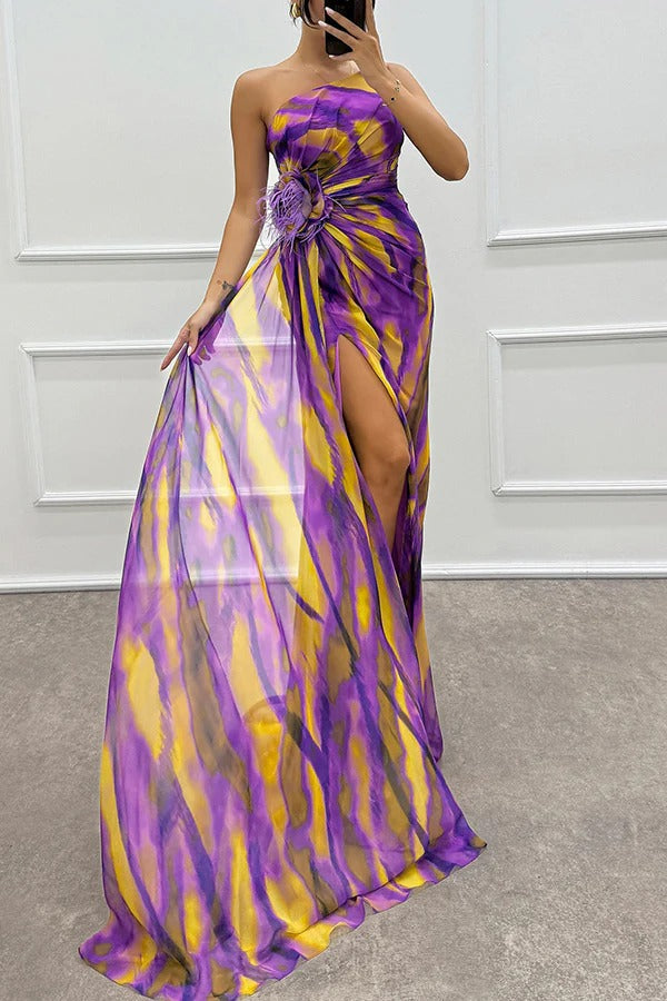 Audrey | Women’s One Shoulder Slit Maxi Dress