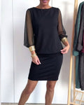 Contrast Color Tulle Dress with Long Sleeves